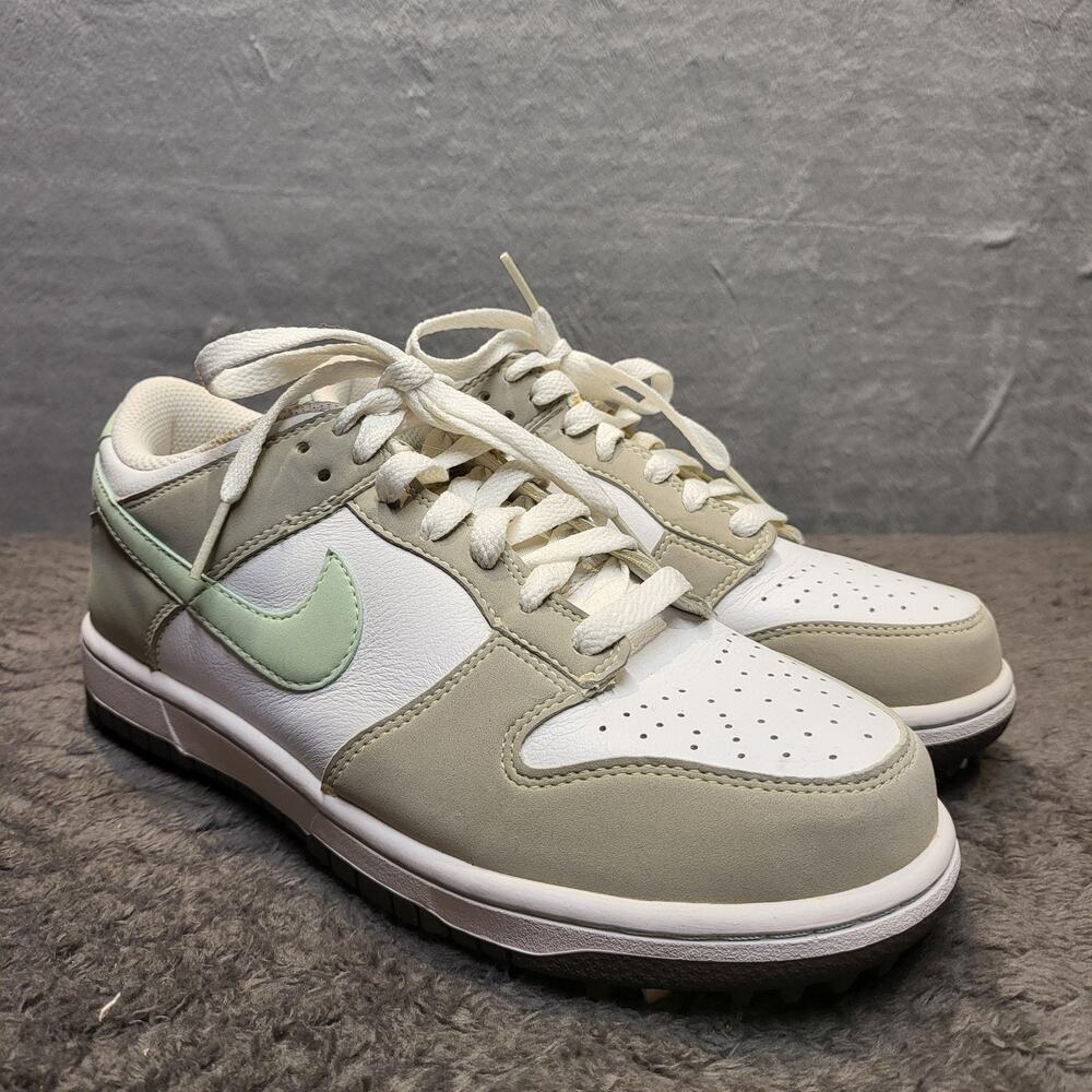 Nike Dunk Low Shoes Womens Size 7 White Mint Leather Golf 484326-100 Sneakers